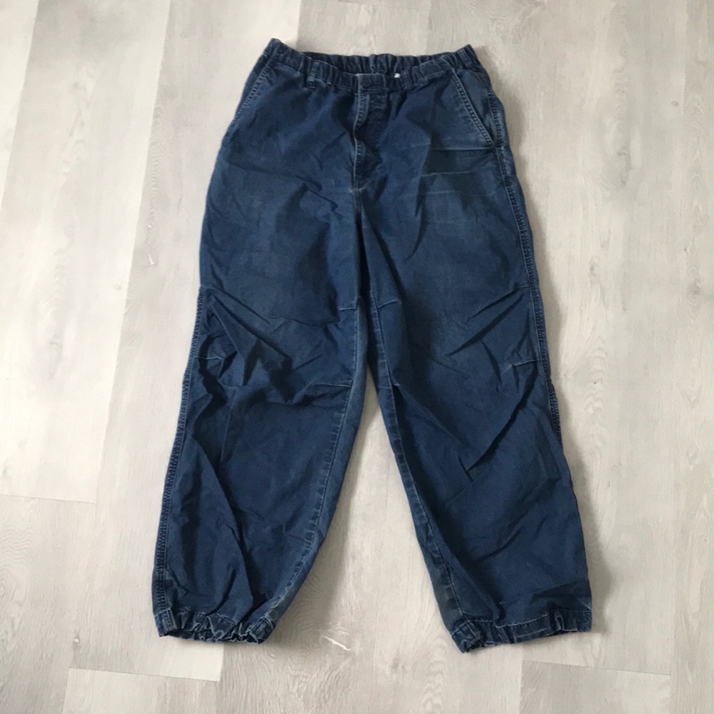 UNIQLO C BAGGY PANTS BLUE FLAT FRONT MENS MEDIUM 33